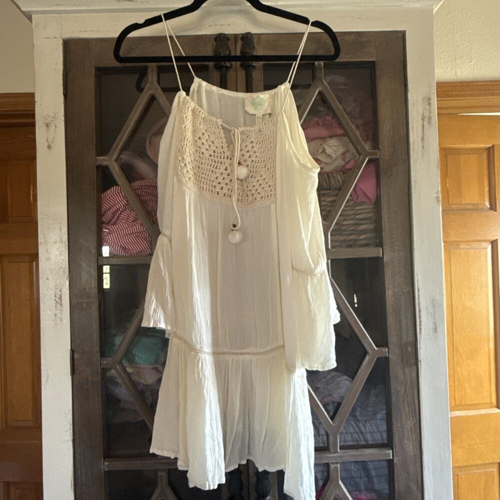 Anthropologie Swim Z & L Cover Up Cream Crocheting Size Medium